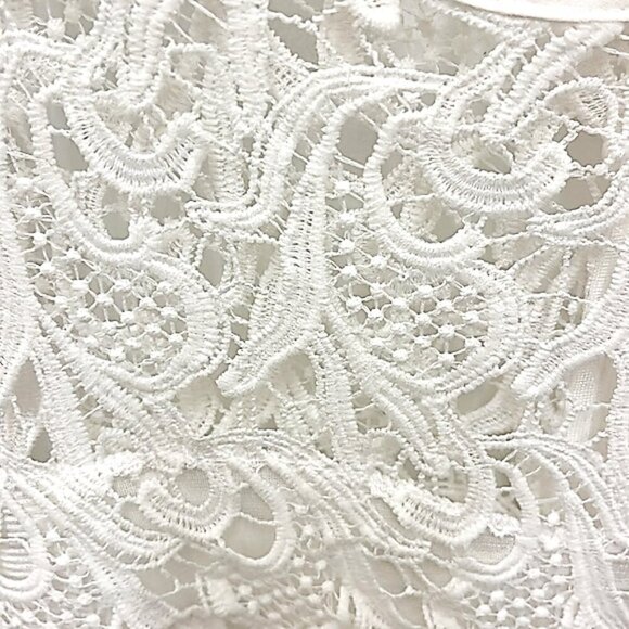 Anself White Crochet Back Zipper Sheer Panel Elbow Sleeve Draped Gown Dress 5XL - Picture 5 of 6